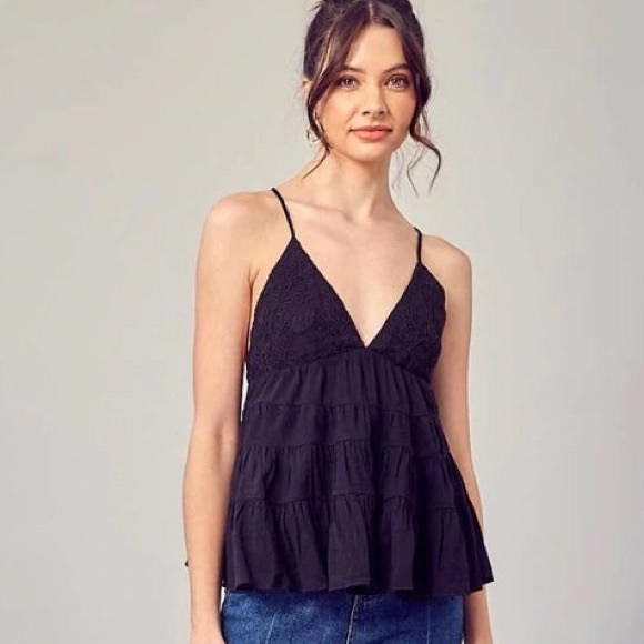 Mustard Seed Tops - Mustard Seed Tiered Jacquard Cami NWT